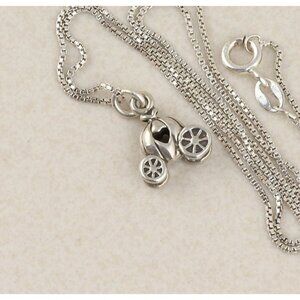 Sterling Silver Pumpkin Carriage Princess Carriage Necklace 16 inch chain